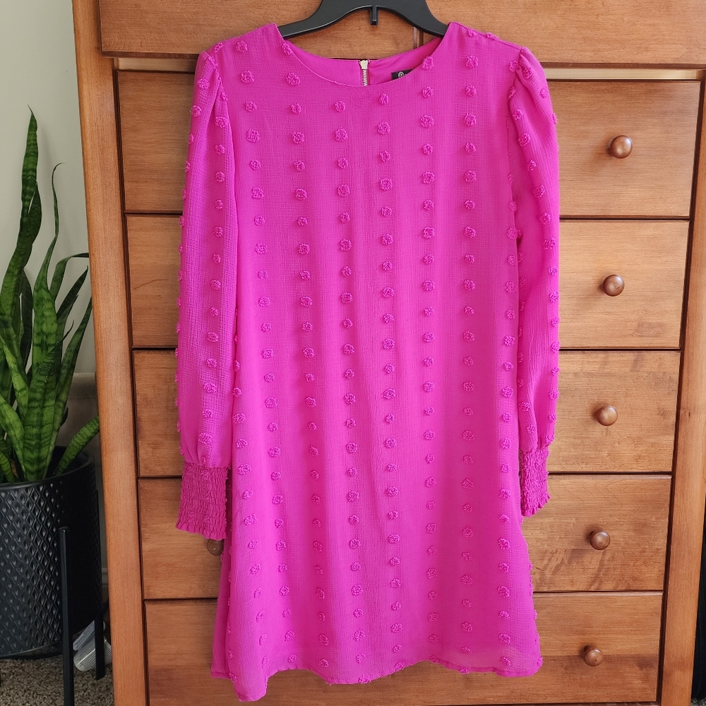 Versona Swiss Dot Long Sleeve Cocktail Dress Pink size XS